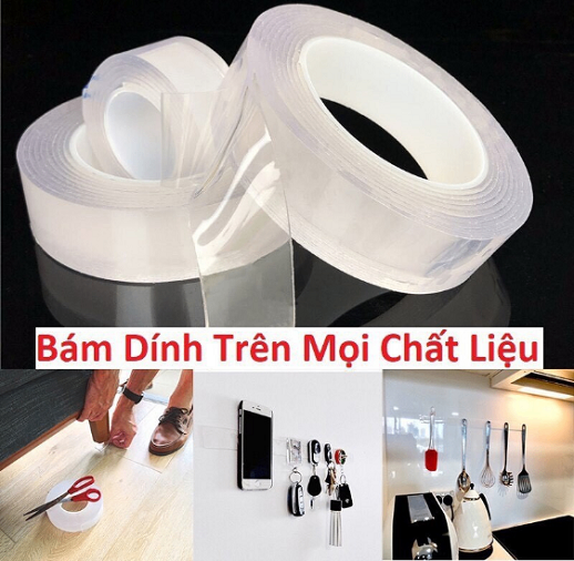 Keo nano, băng keo, Băng Dán Siêu Dính 2 Mặt, loại dày dài 3m - 5m - Băng keo nano giá sỉ