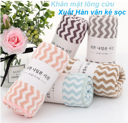 Combo 10 Khăn mặt kẻ sọc hàn quốc 30x50cm, siêu mềm mịn , thấm nước - khăn mặt kẻ sọc giá sỉ