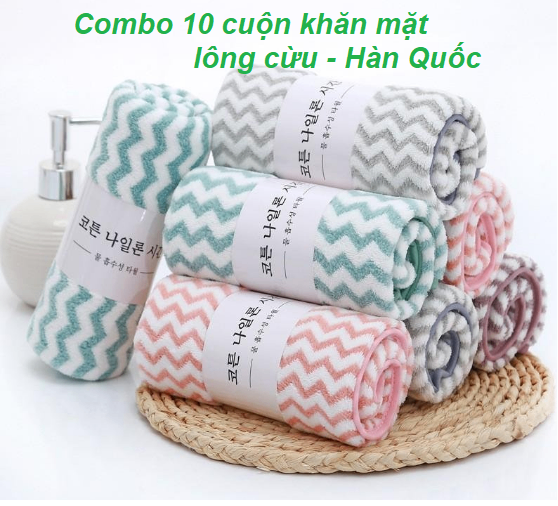 Combo 10 Khăn mặt kẻ sọc hàn quốc 30x50cm, siêu mềm mịn , thấm nước - khăn mặt kẻ sọc giá sỉ