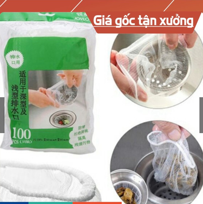 Túi 100 lưới lọc rác bồn rửa chén giúp cho bồn rửa chén không bị nghẽn tắc do rác, lọc cặn bẩn hiệu quả sau khi rửa chén