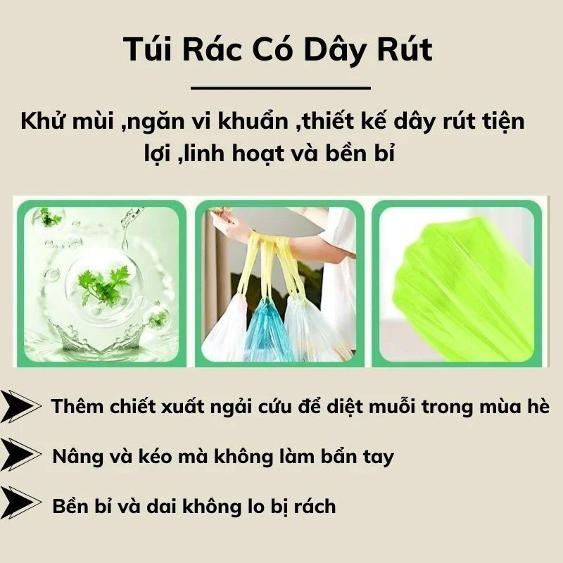 Túi Đựng Rác Dây Rút Hương Ngải Cứu - Túi đựng rác ngải cứu giá sỉ