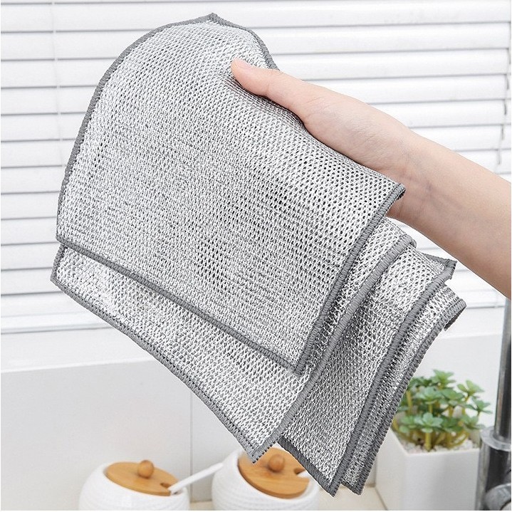 Khăn rửa chén lưới 2 lớp kim loại 20 x 20cm,loại bỏ rỉ sét , làm sạch Nhà bếp , Làm sạch Rag Lò vi sóng, làm sạch bát đĩa - Khăn lưới kim loại giá sỉ