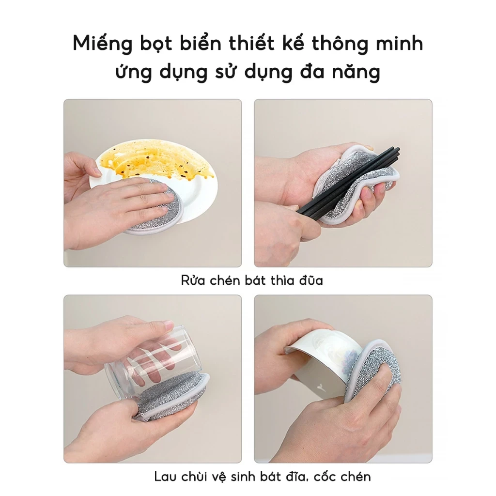 Bùi nhùi sợi kim loại 3 lớp chuyên dụng rửa chén ,bát, đĩa cọ xoong, nồi, chảo - Bùi nhùi ba lớp giá sỉ