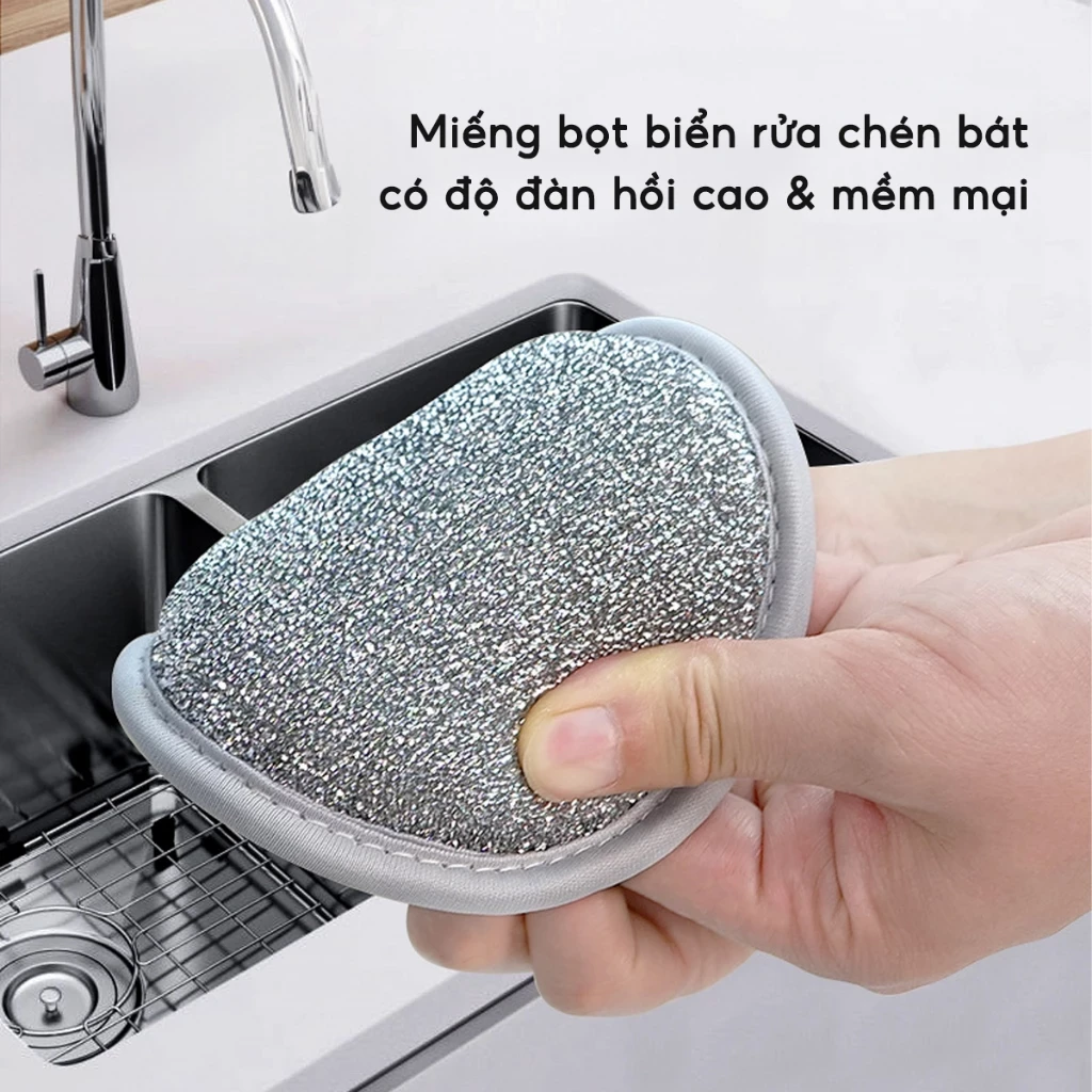 Bùi nhùi sợi kim loại 3 lớp chuyên dụng rửa chén ,bát, đĩa cọ xoong, nồi, chảo - Bùi nhùi ba lớp giá sỉ