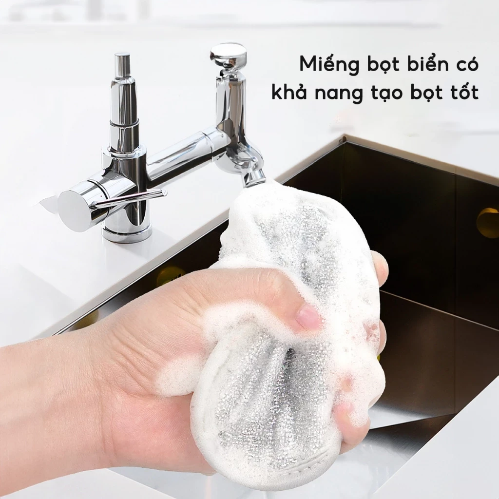 Bùi nhùi sợi kim loại 3 lớp chuyên dụng rửa chén ,bát, đĩa cọ xoong, nồi, chảo - Bùi nhùi ba lớp giá sỉ