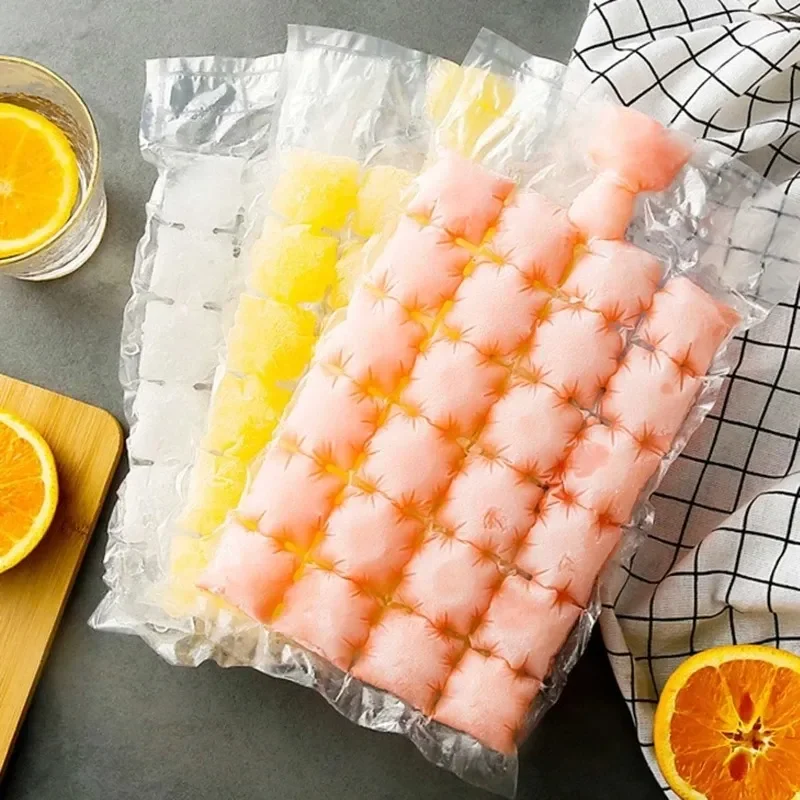 Bịch 10 Túi Làm Kem , Làm Đá Viên, Nước Trái Cây Thiết Kế 24 Ngăn COOL ICE PACK dùng 1 lần - Túi làm đá 24 viên giá sỉ