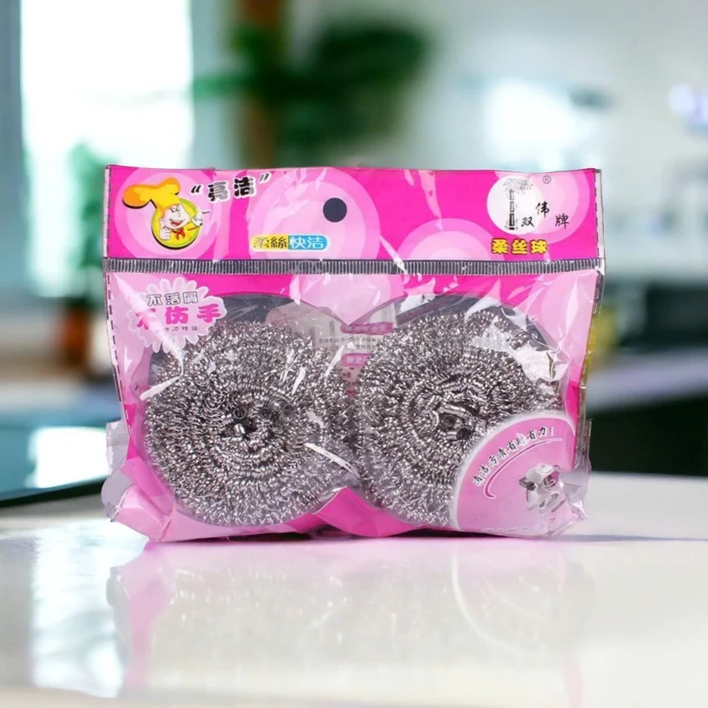 Set 2 Miếng Cọ lưới kim loại Chà Xoong Nồi Bằng Thép Không Gỉ, Dụng Cụ vệ sinh Nhà Bếp Tiện Lợi - Set 2 miếng cọ chà nồi giá sỉ