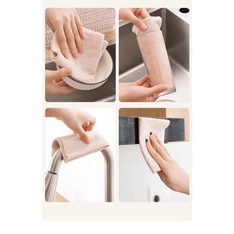 Combo 10 Khăn Lau Chén Dĩa Bằng Xơ Mướp 20x20cm Thấm Hút Tốt Chống Dầu Mỡ Tiện Dụng Cho Nhà Bếp - Túi 10 khăn lau xơ mướp giá sỉ