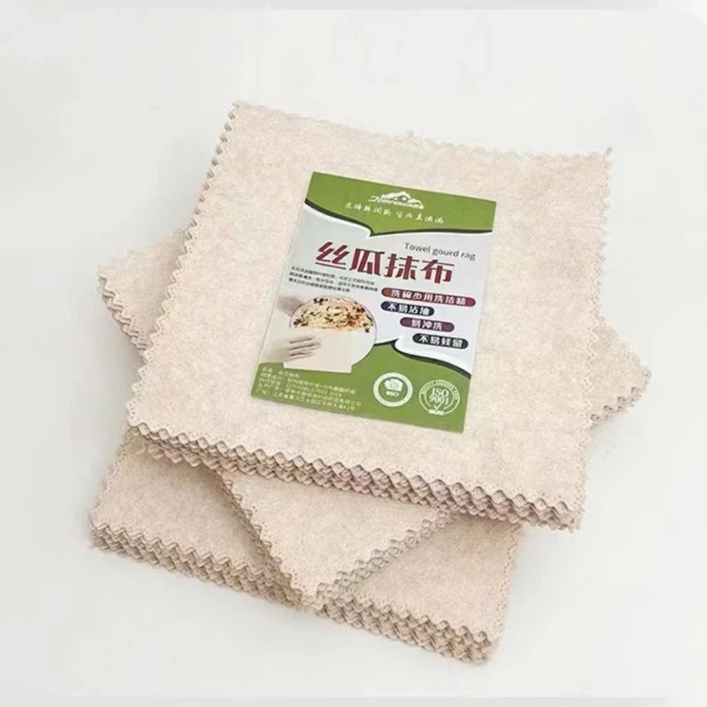 Combo 10 Khăn Lau Chén Dĩa Bằng Xơ Mướp 20x20cm Thấm Hút Tốt Chống Dầu Mỡ Tiện Dụng Cho Nhà Bếp - Túi 10 khăn lau xơ mướp giá sỉ