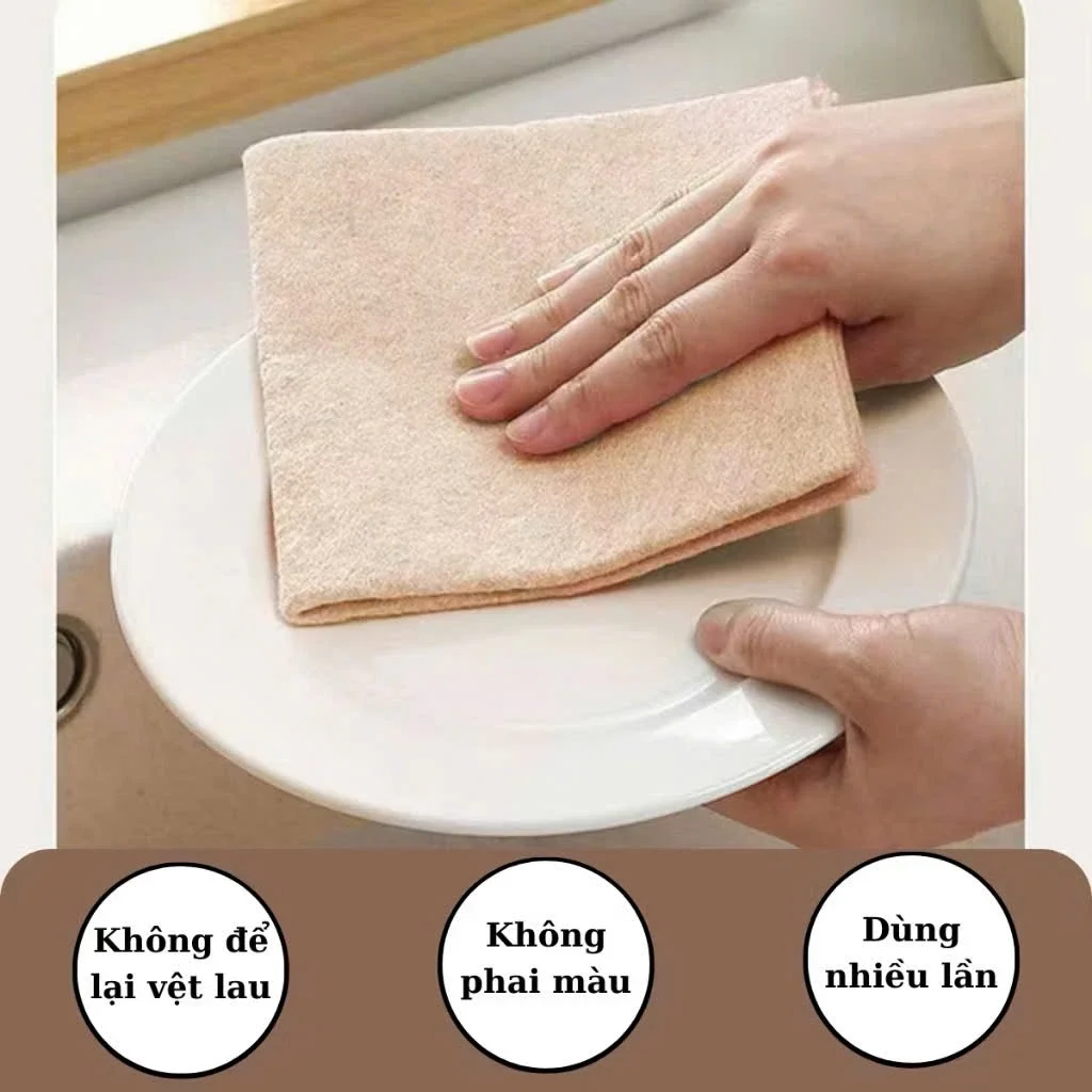 Combo 10 Khăn Lau Chén Dĩa Bằng Xơ Mướp 20x20cm Thấm Hút Tốt Chống Dầu Mỡ Tiện Dụng Cho Nhà Bếp - Túi 10 khăn lau xơ mướp giá sỉ