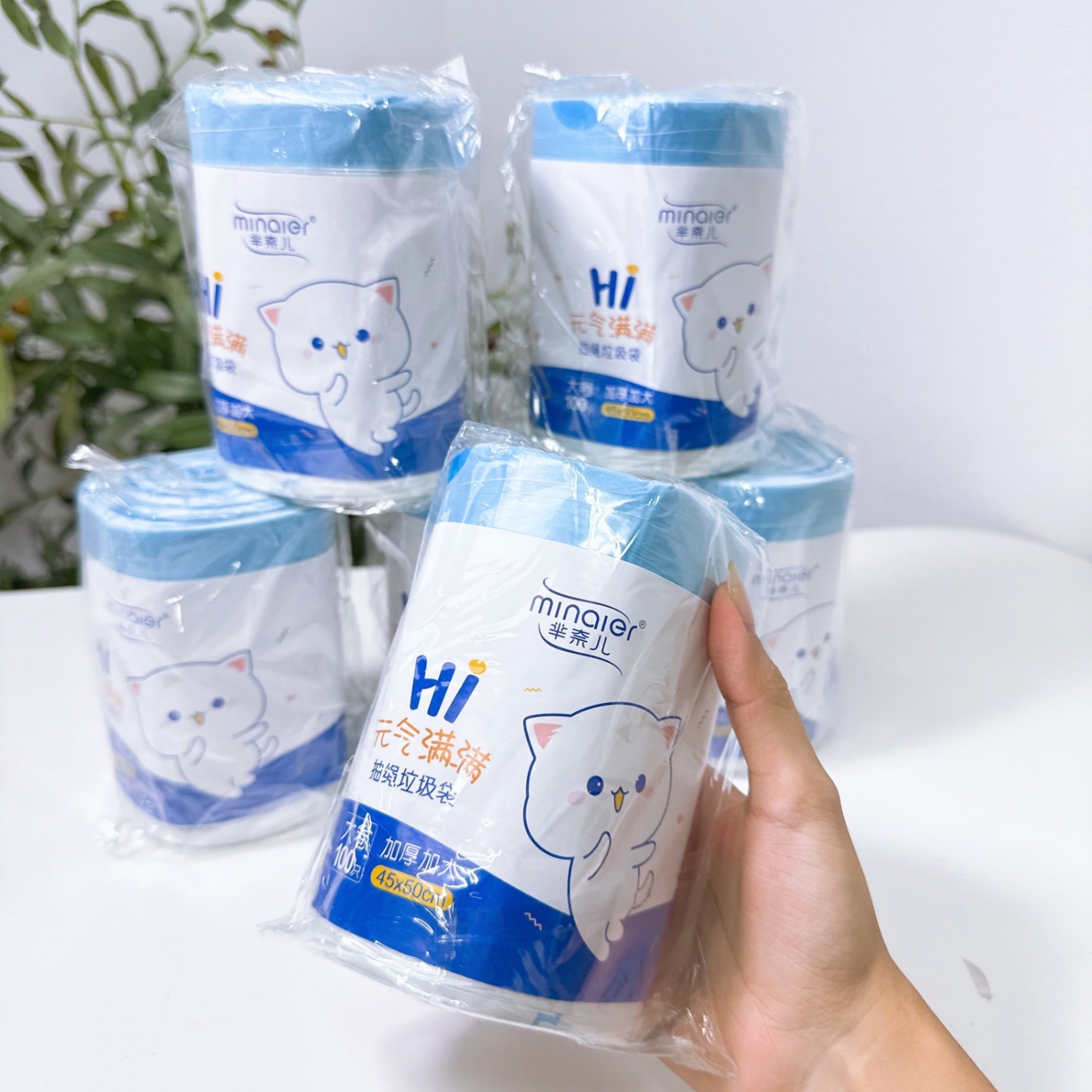 Túi đựng rác dây rút Minaier, túi rác thỏ, cuộn 100 túi rác - Bao rác Minaier giá sỉ