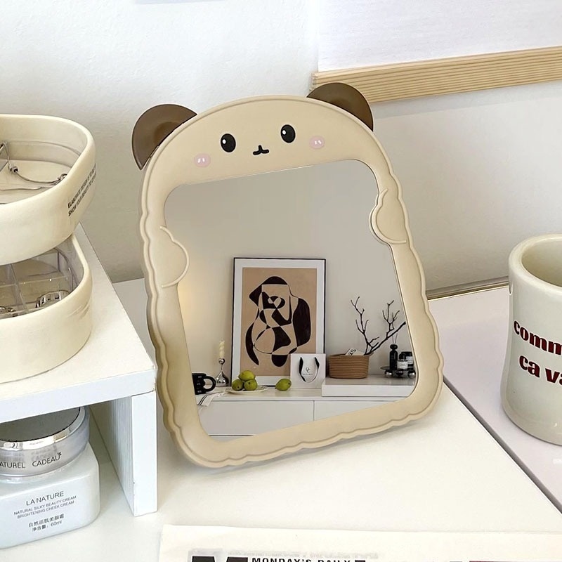 Gương trang điểm, gương decor để bàn hoạ tiết hình gấu nhiều màu đáng yêu, dễ thương - Gương con gấu giá sỉ