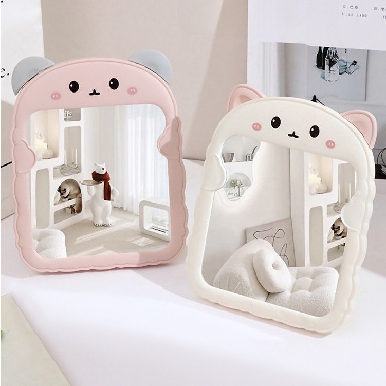 Gương trang điểm, gương decor để bàn hoạ tiết hình gấu nhiều màu đáng yêu, dễ thương - Gương con gấu giá sỉ