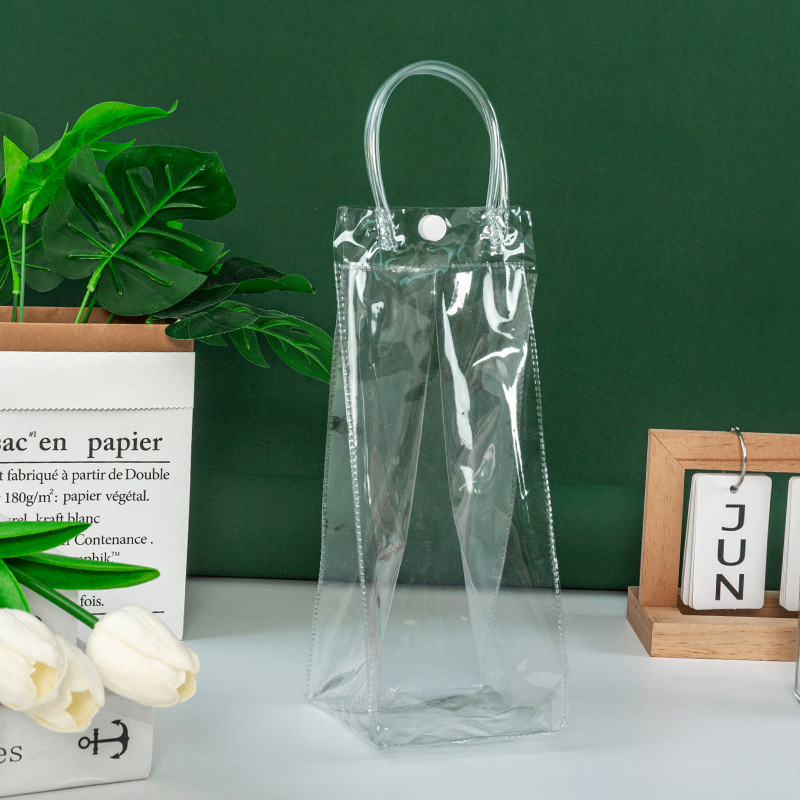 Túi Nhựa Trong Suốt Đựng Bình, Ly Giữ Nhiệt Cao Cấp, Túi Nhựa Trong Suốt Thiết Kế Có Quai Xách Và Nút Bấm Chắc Chắn - Túi nhựa trong suốt giá sỉ