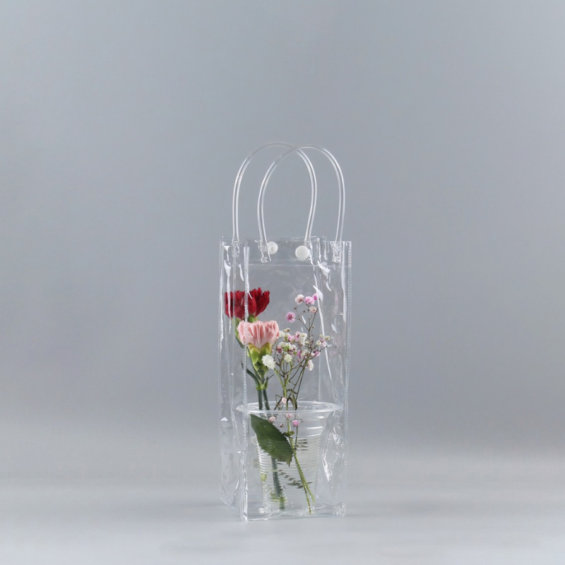 Túi Nhựa Trong Suốt Đựng Bình, Ly Giữ Nhiệt Cao Cấp, Túi Nhựa Trong Suốt Thiết Kế Có Quai Xách Và Nút Bấm Chắc Chắn - Túi nhựa trong suốt giá sỉ