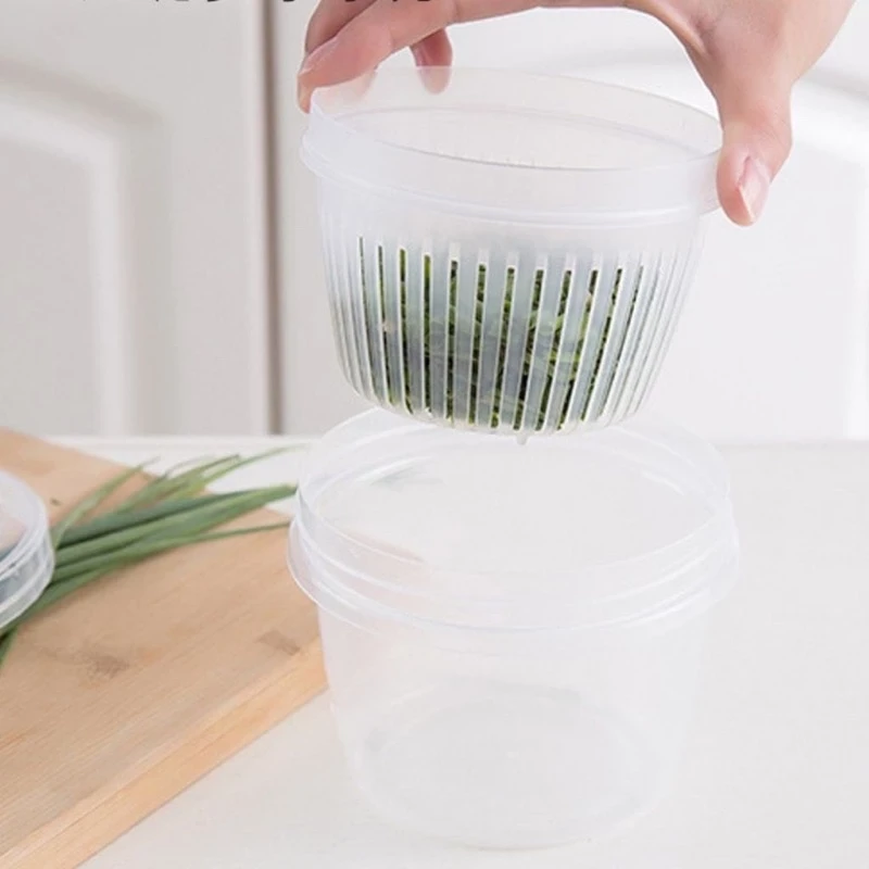 Bộ Hộp Rổ Nhựa Bảo Quản Rau củ Có khay Thoát Nước Và Nắp Tránh Mùi Tiện Lợi - Hộp rổ nhựa kèm nắp giá sỉ