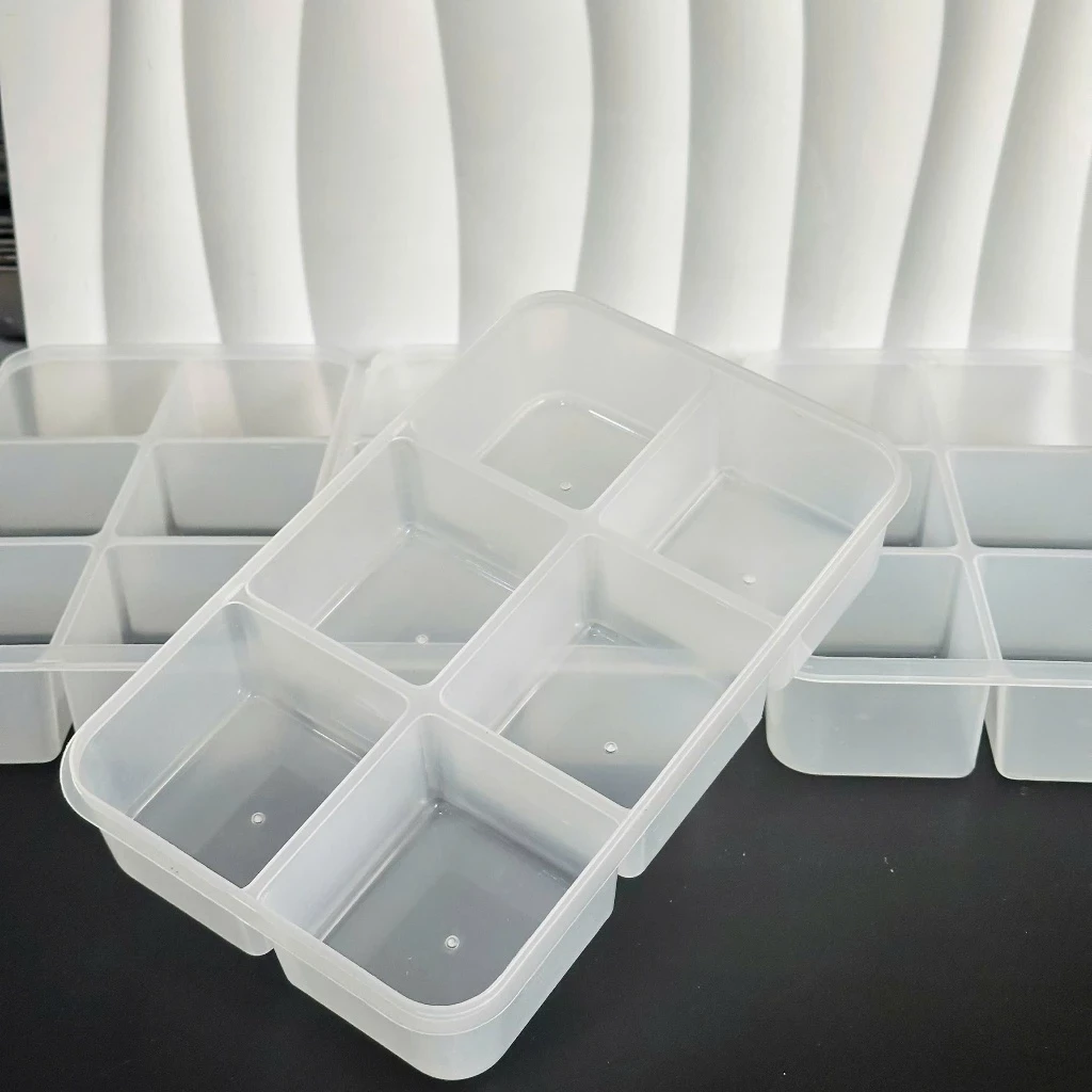 Hộp nhựa chia ngăn đựng thực phẩm loại 6 ngăn15x25x5cm chắc chắn - Hộp nhựa chia thực phẩm 6 ngăn giá sỉ