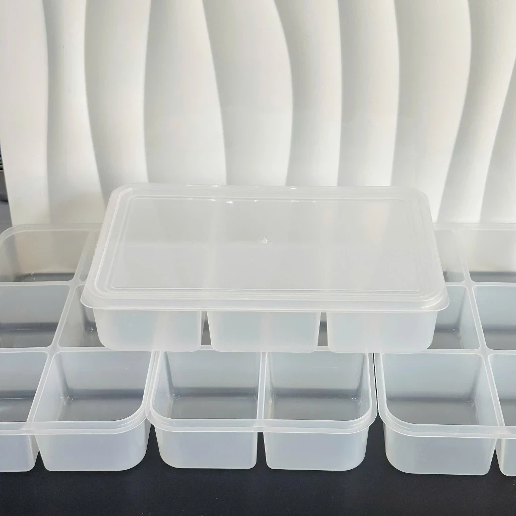 Hộp nhựa chia ngăn đựng thực phẩm loại 6 ngăn15x25x5cm chắc chắn - Hộp nhựa chia thực phẩm 6 ngăn giá sỉ