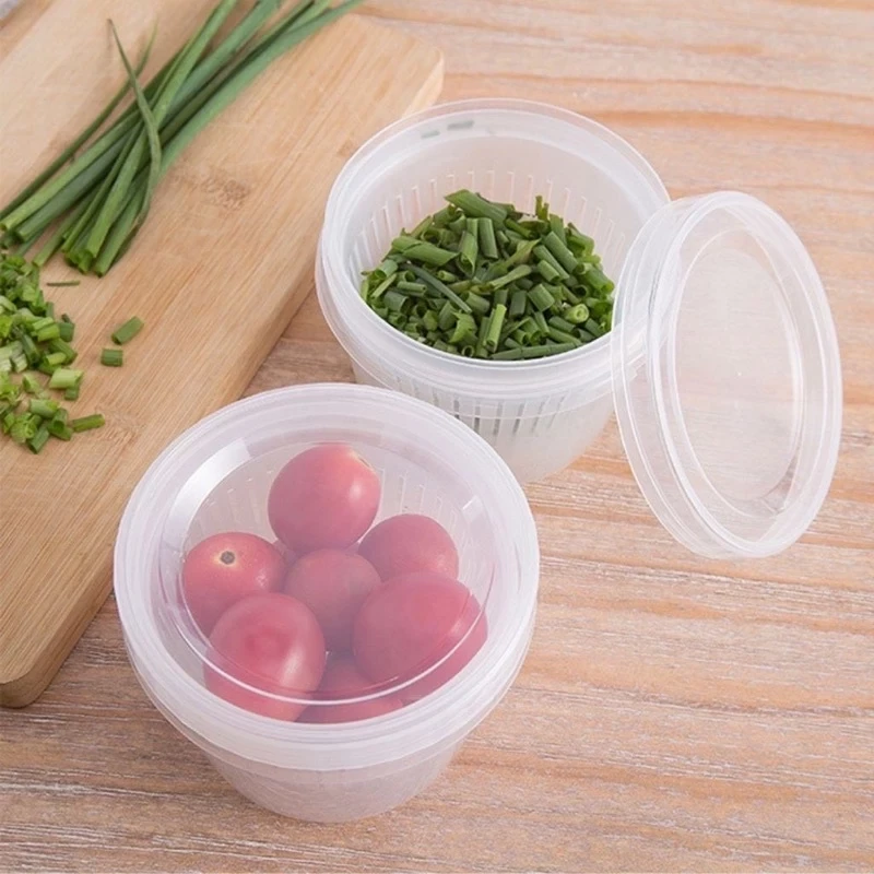 Bộ Hộp Rổ Nhựa Bảo Quản Rau củ Có khay Thoát Nước Và Nắp Tránh Mùi Tiện Lợi - Hộp rổ nhựa kèm nắp giá sỉ