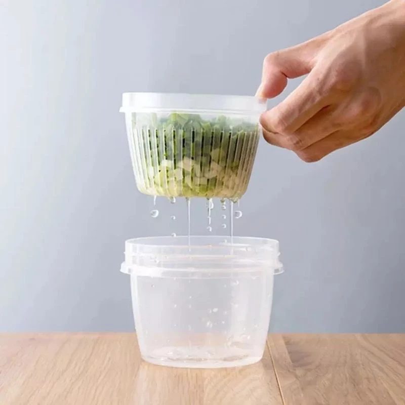 Bộ Hộp Rổ Nhựa Bảo Quản Rau củ Có khay Thoát Nước Và Nắp Tránh Mùi Tiện Lợi - Hộp rổ nhựa kèm nắp giá sỉ