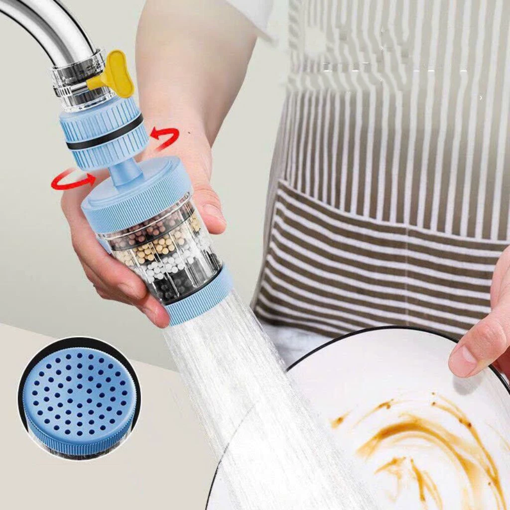 Bộ đầu lọc vòi nước carbon 6 lớp đa năng xoay 360° kích thước 3x12cm - Đầu vòi lọc nước carbon 6 lớp 360° giá sỉ