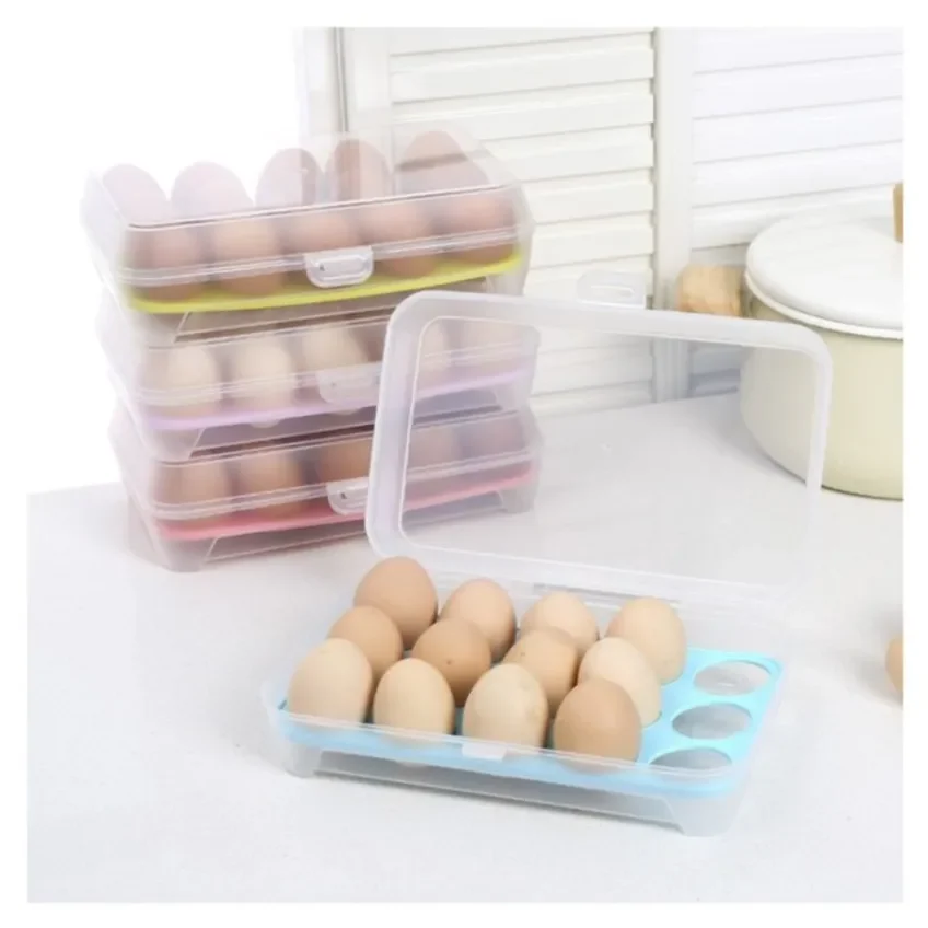 Hộp nhựa Bảo Quản Trứng 15 quả kèm khay có nắp gài siêu tiện lợi - Hộp bảo quản trứng giá sỉ