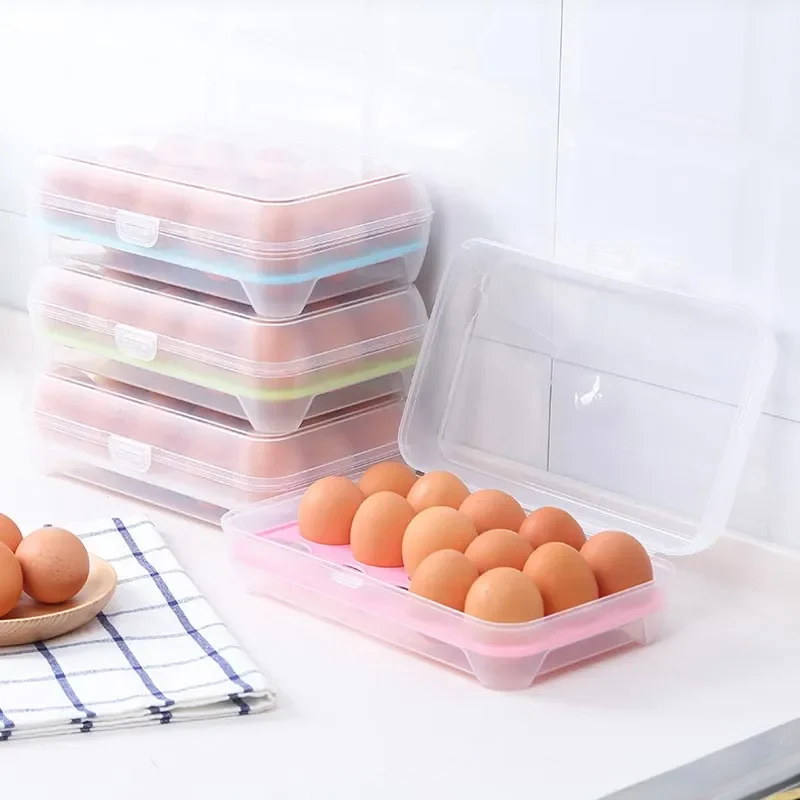 Hộp nhựa Bảo Quản Trứng 15 quả kèm khay có nắp gài siêu tiện lợi - Hộp bảo quản trứng giá sỉ