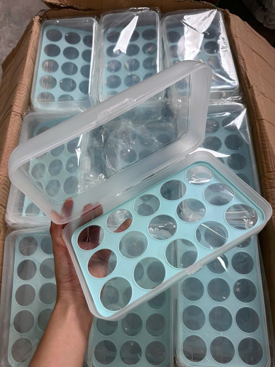 Hộp nhựa Bảo Quản Trứng 15 quả kèm khay có nắp gài siêu tiện lợi - Hộp bảo quản trứng giá sỉ