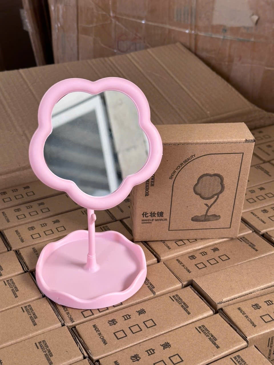 Gương để bàn trang điểm mini hình bông hoa - Gương để bàn hình bông hoa giá sỉ