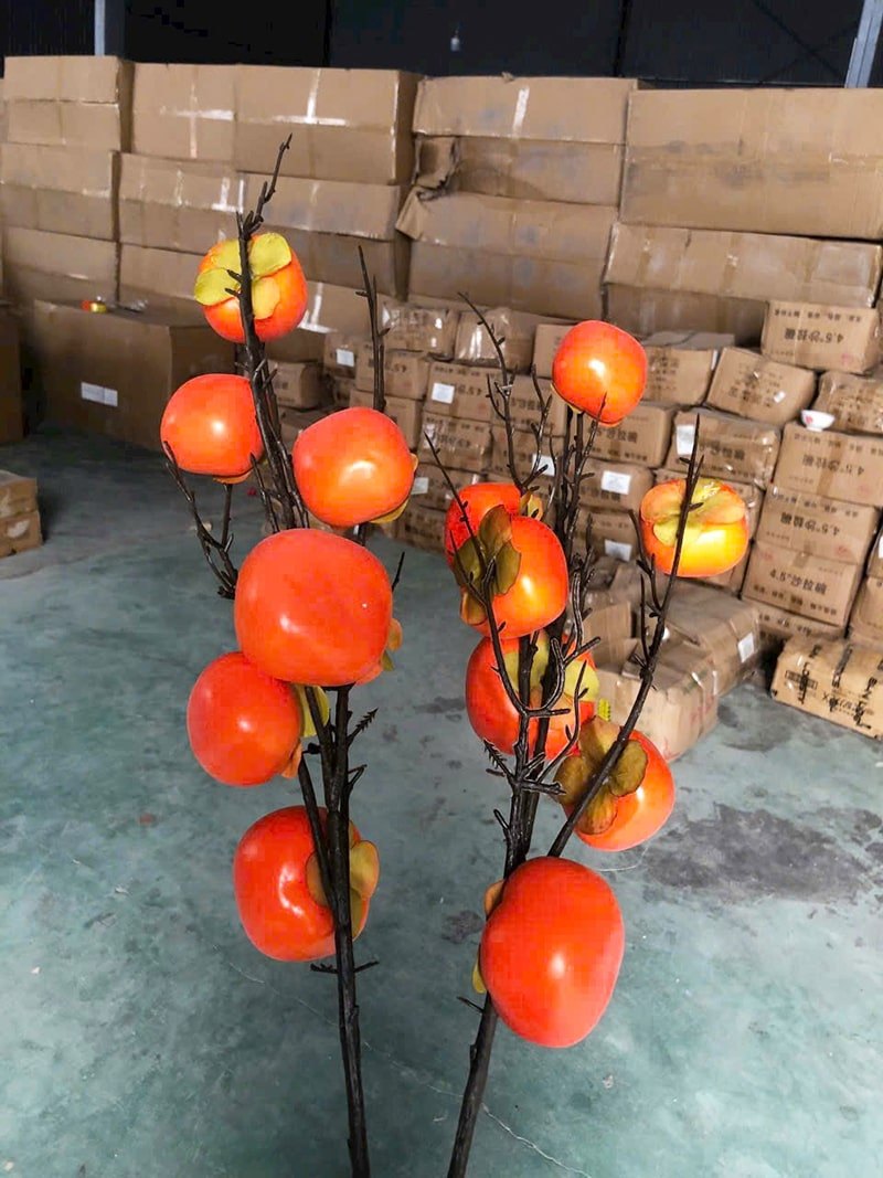 Cành quả hồng 7 quả trang trí Trung thu,trang trí tết - Cành hồng trang trí giá sỉ