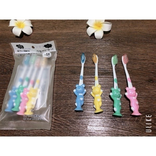 Bộ 4 cây bàn chải đánh răng hình thú dễ thương cho bé - Set 4 bàn chải hình thú giá sỉ