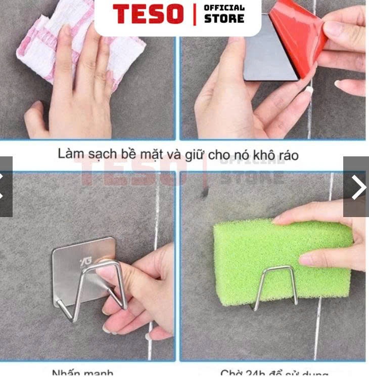 Móc Inox 304 Treo Đồ Dán Tường Chữ A - Móc Inox Treo Vung, Mút Rửa Chén, Đồ Dùng Nhà Bếp