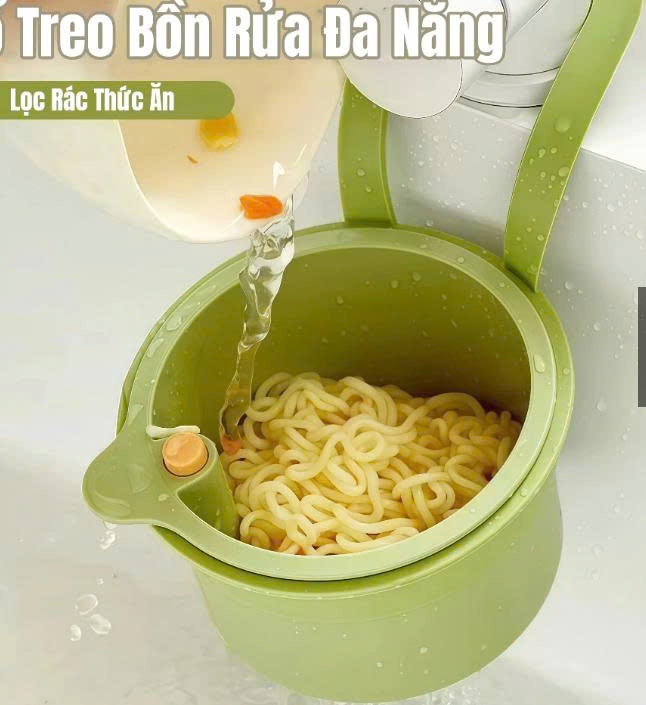 Rổ Treo Bồn Rửa Đa Năng Có Nút Nhấn Thoát Nước Lọc Rác Thức Ăn Giỏ Rửa Trái Cây Bằng Nhựa Cao Cấp Tiện Lợi Cho Nhà Bếp - Giỏ lọc rác giá sỉ