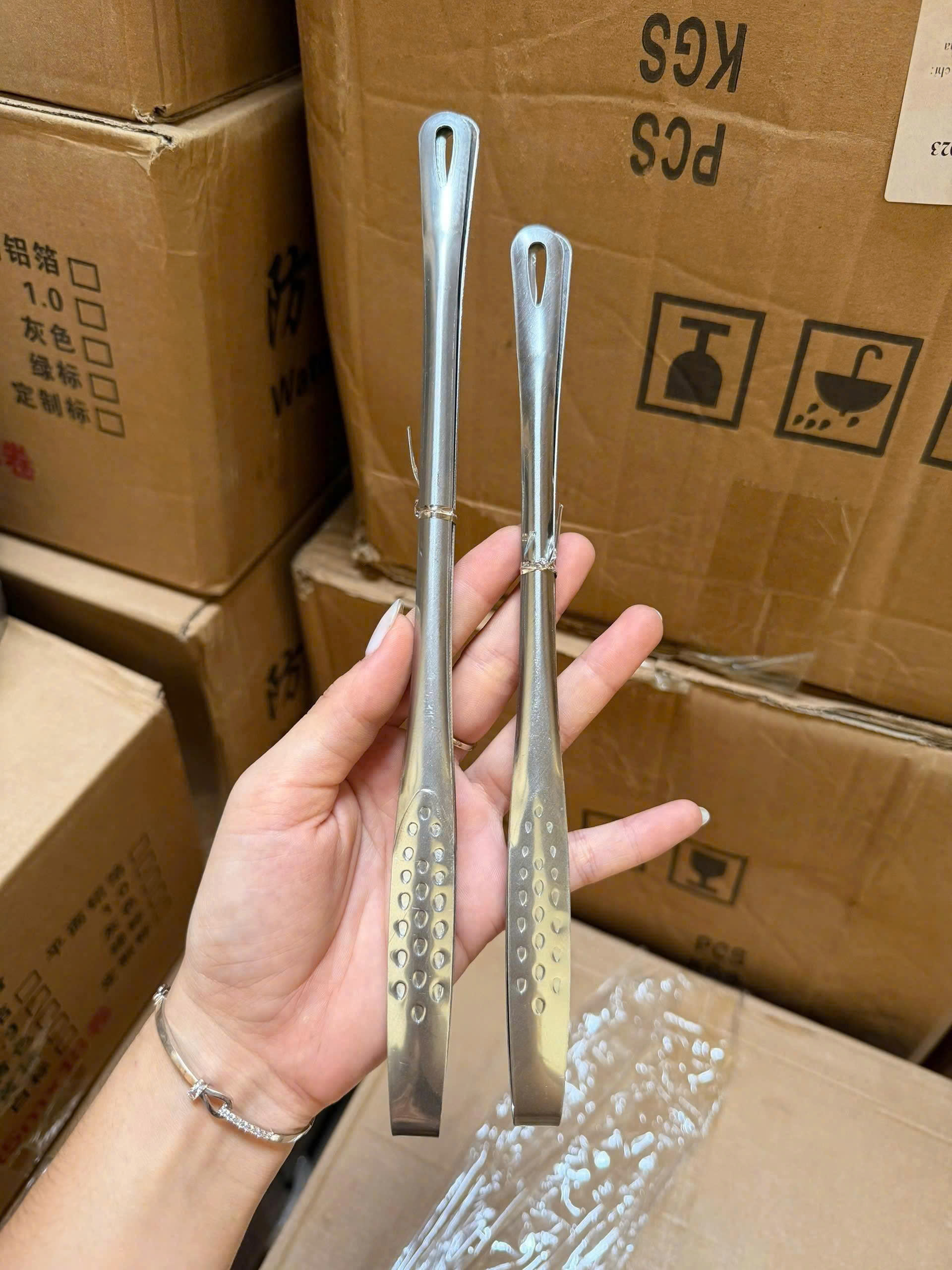 Kẹp gắp kiểu Nhật 29cm, kẹp gắp đá đầu nhỏ INOX dài 29CM - Kẹp gắp INOX sỉ