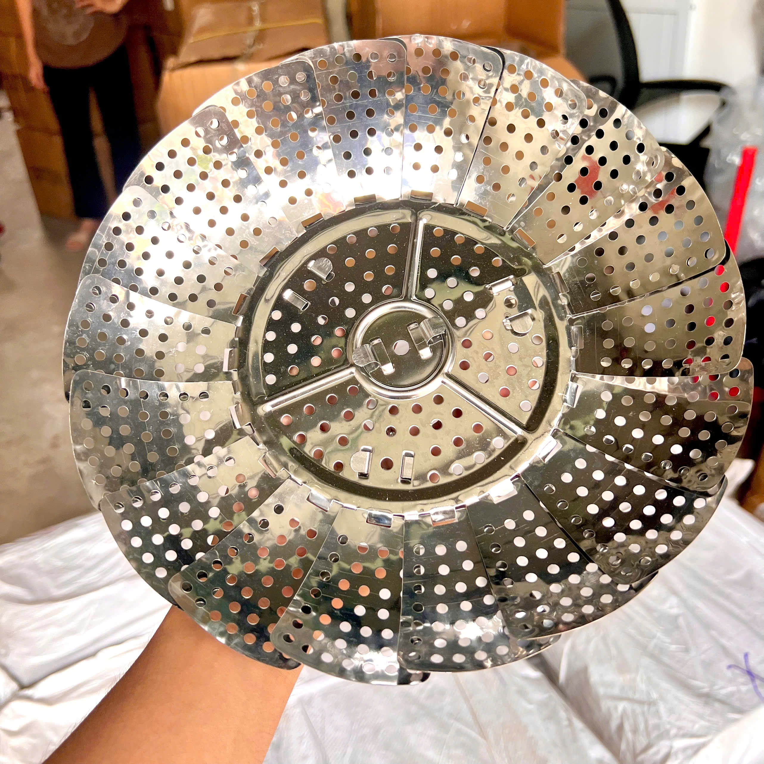 Khay, Dĩa Hấp Inox 23cm Gấp gọn, Tiện dụng đa năng - Đồ gia dụng Inox giá sỉ