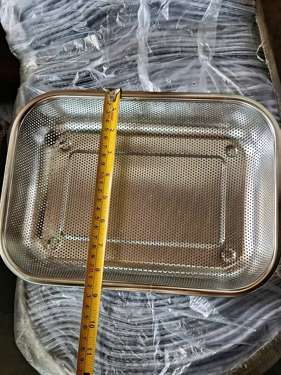 Rổ Inox Dày (S3) Đựng Thực Phẩm Rau Củ Trong Nhà Bếp, Rổ Inox Hình Chữ Nhật 30x22cm - Rổ inox giá sỉ
