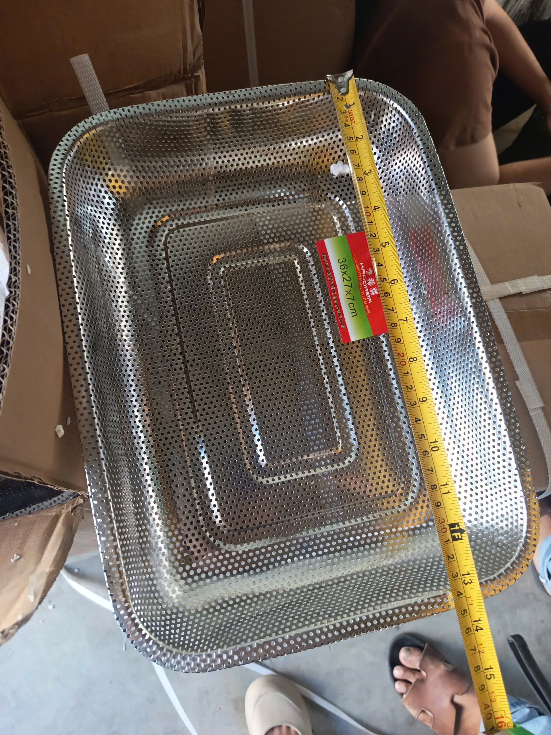 Rổ gạo Inox Hình Chữ Nhật 36x27cm - Rổ inox giá sỉ