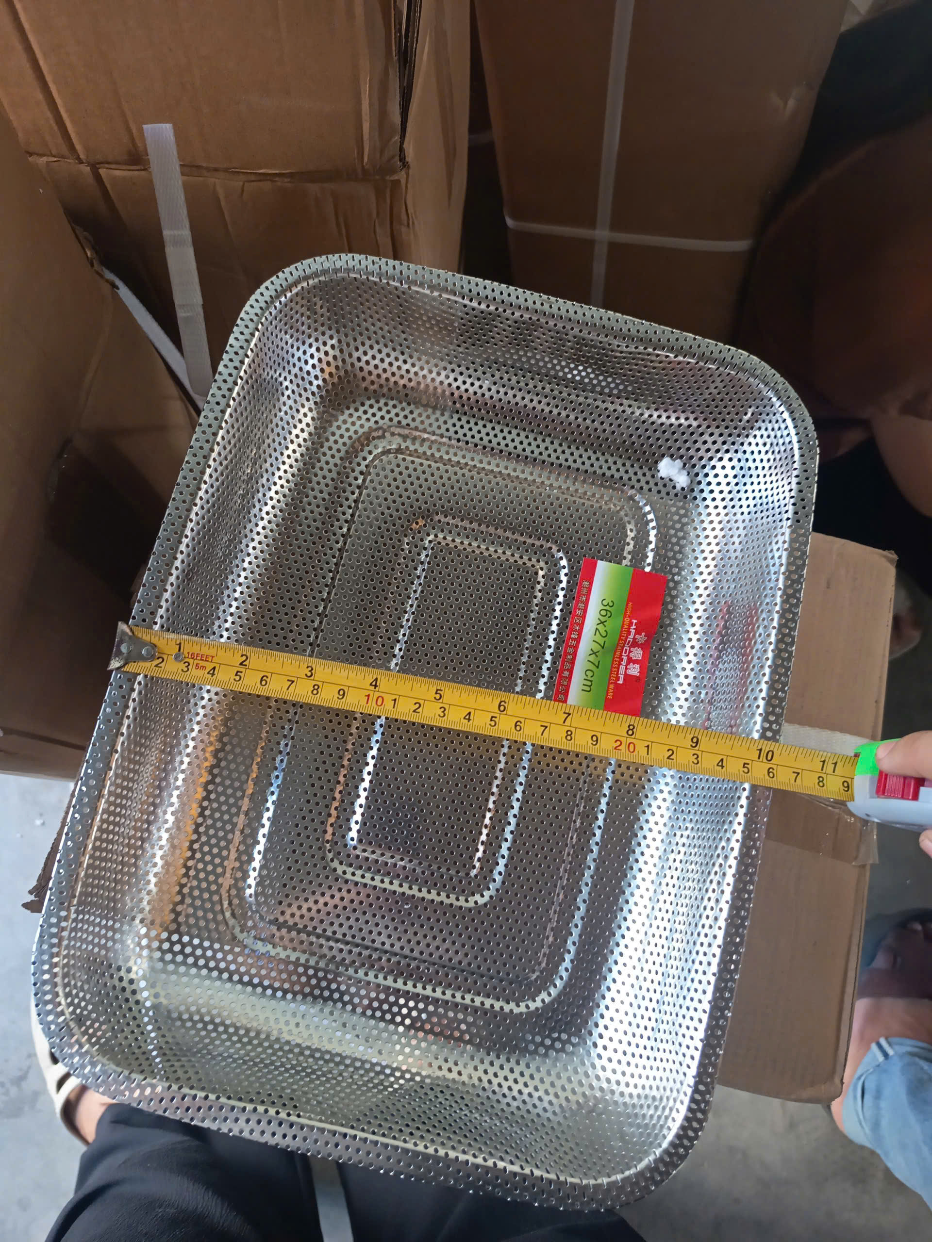 Rổ gạo Inox Hình Chữ Nhật 36x27cm - Rổ inox giá sỉ