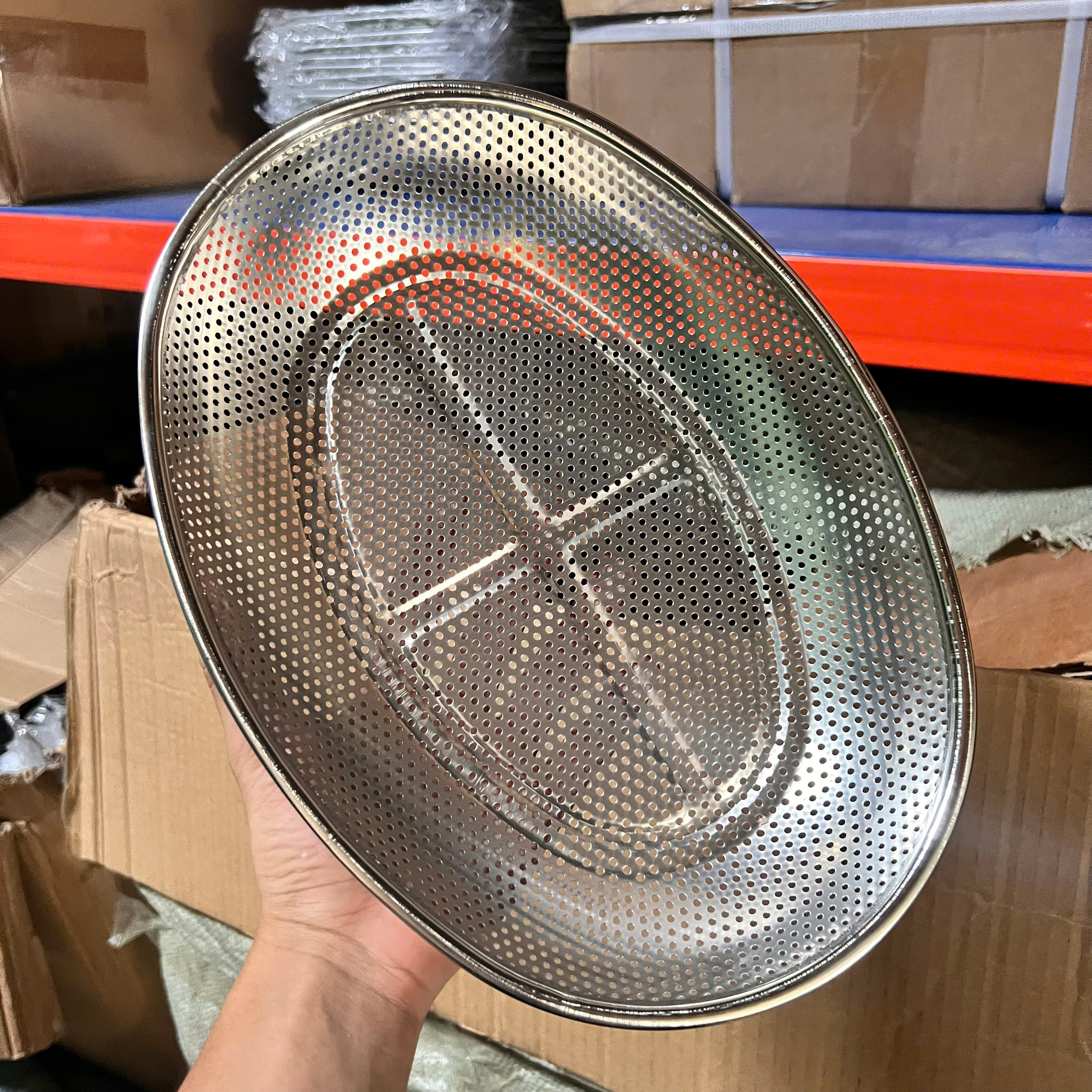 Rổ gạo bầu dục 31cm x 22cm đựng thức ăn, trái cây, rau củ, đựng được đồ nóng - Gia dụng INOX giá sỉ