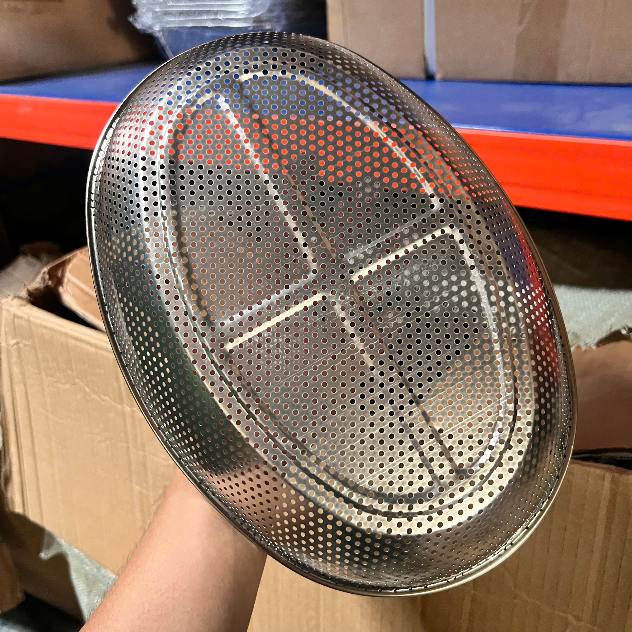 Rổ gạo bầu dục 31cm x 22cm đựng thức ăn, trái cây, rau củ, đựng được đồ nóng - Gia dụng INOX giá sỉ