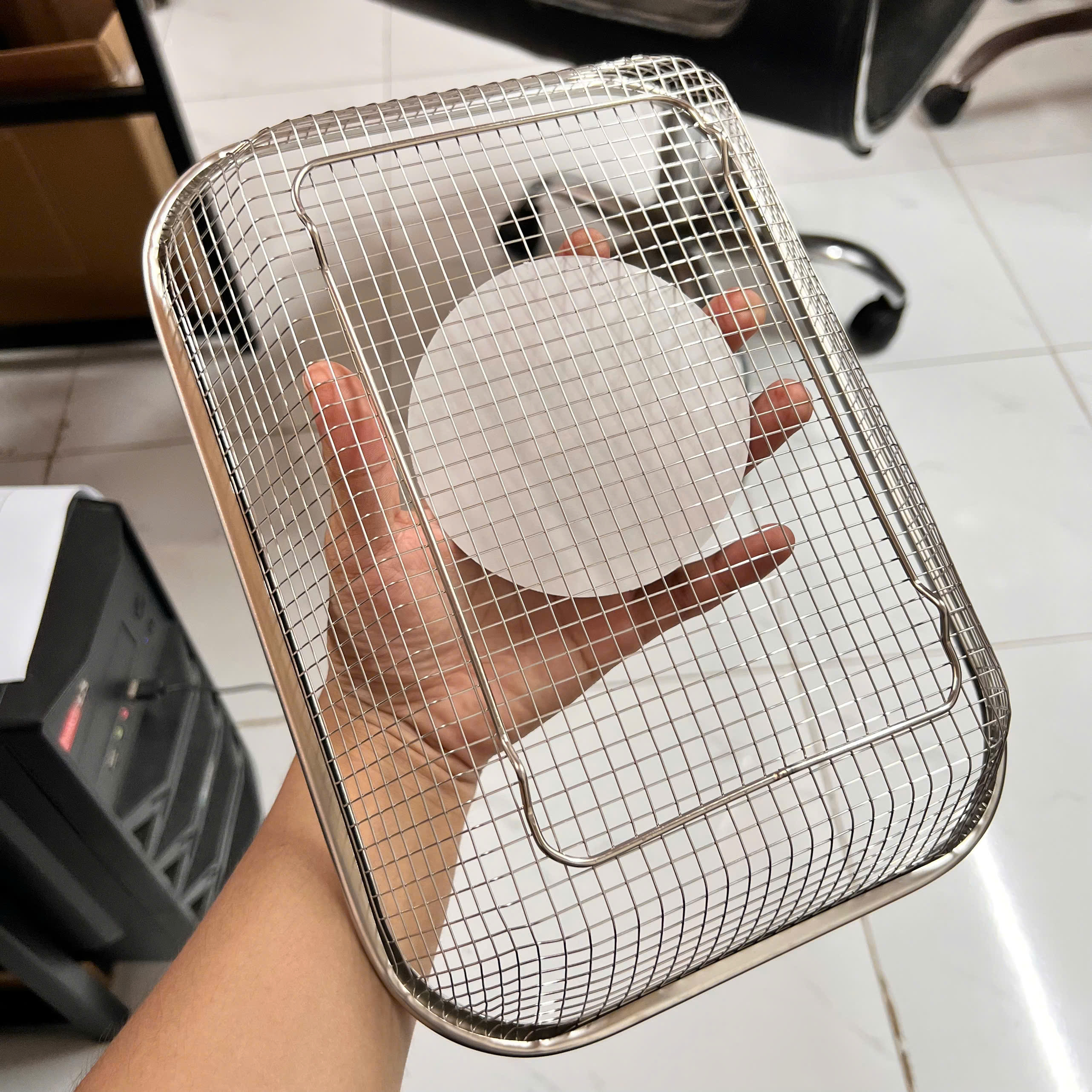 Rổ inox Hình Chữ Nhật size 21 x 29cm, Lưới Thưa Cao Cấp, Chống Gỉ, An Toàn - Rổ lưới INOX giá sỉ