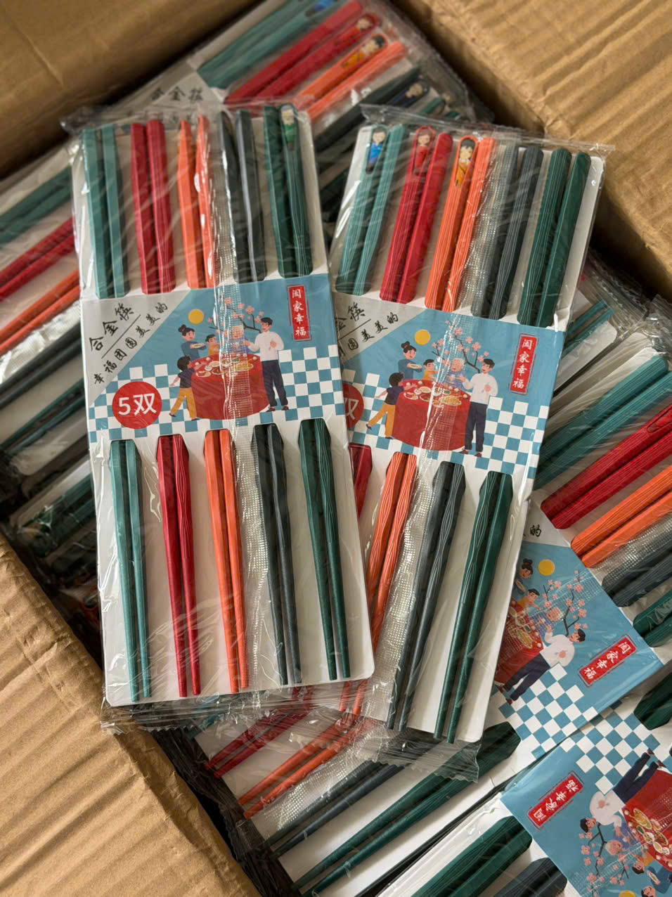Set 5 đôi đũa Nhật nhiều màu - set 5 đôi đũa giá sỉ