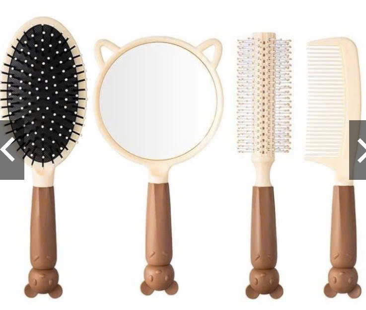 Set lược gương 4 món cực xinh lược gỡ rối chải tóc uốn tạo kiểu - Lược gương gấu giá sỉ