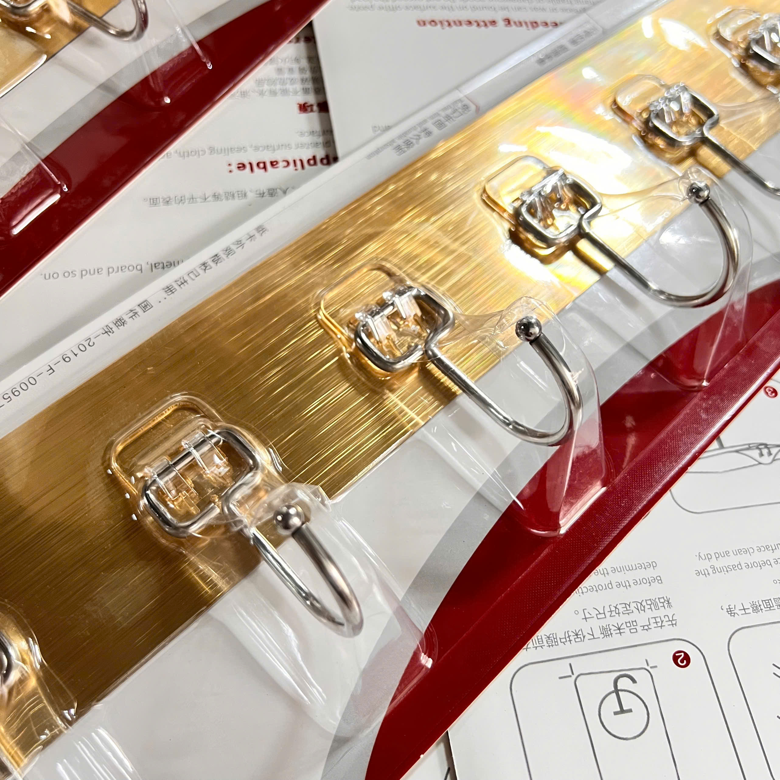 Thanh 6 Móc INOX khuy dài dán tường chịu lực cao cấp, loại SIÊU TO - Móc dán tường Giá Sỉ