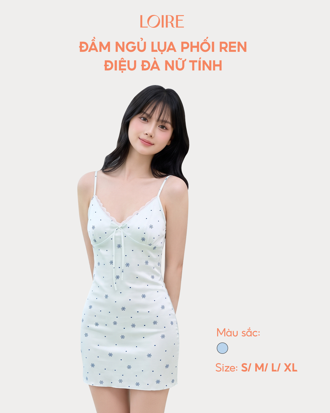 Váy Ngủ Lụa Viền Ren, Phối Nơ Tinh Tế FDMN260384