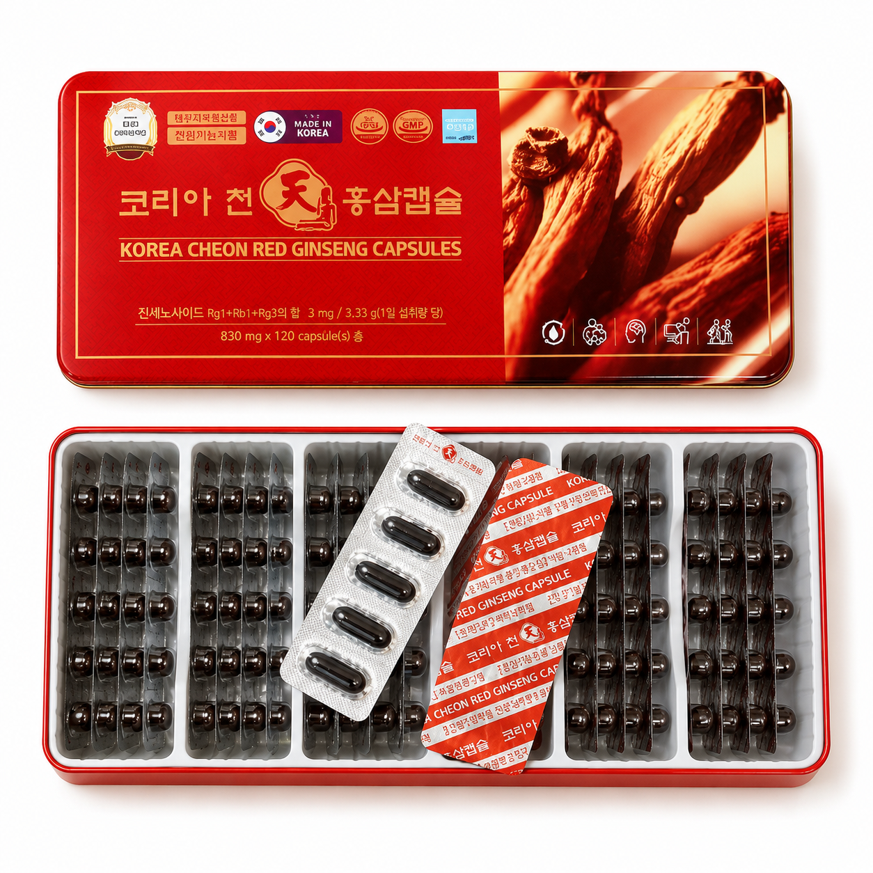 G221 - Đạm Thiên Sâm Nhung Hươu Linh Chi Cheon Hàn Quốc Daedong Ginseng Hộp -120 Viên