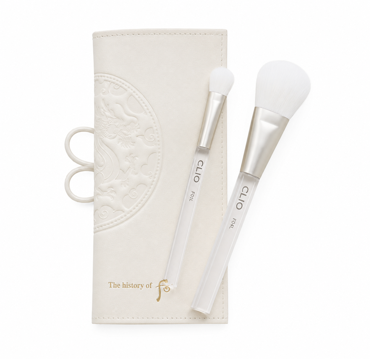 M863 - Bộ cọ 2 cây má +mắt clio korea heritage makeup brush + bao da