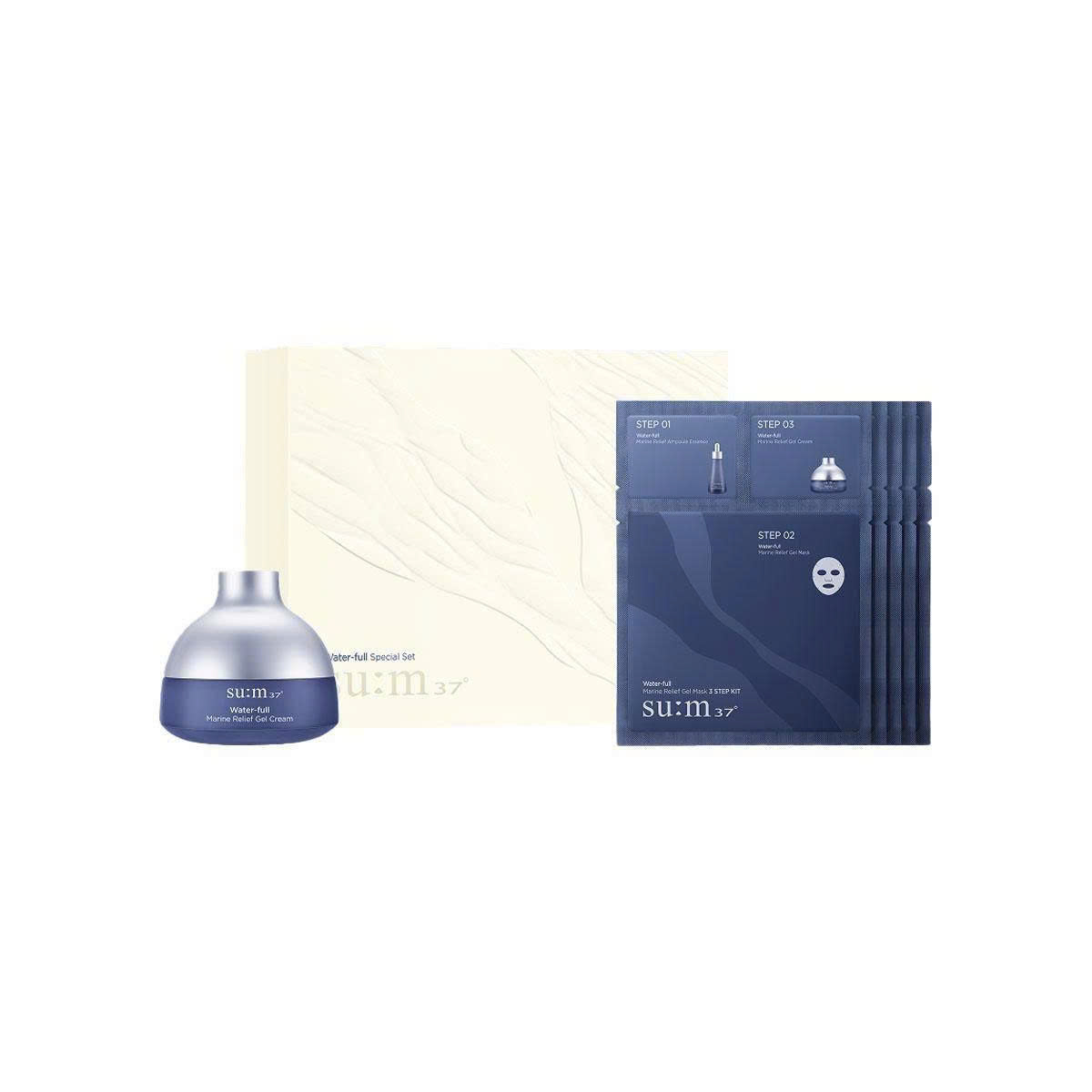 S227 Set Kem Sum xanh Water-full Marine Relief Gel Cream 120ml + 5 miếng mặt nạ ( 4/2029 )