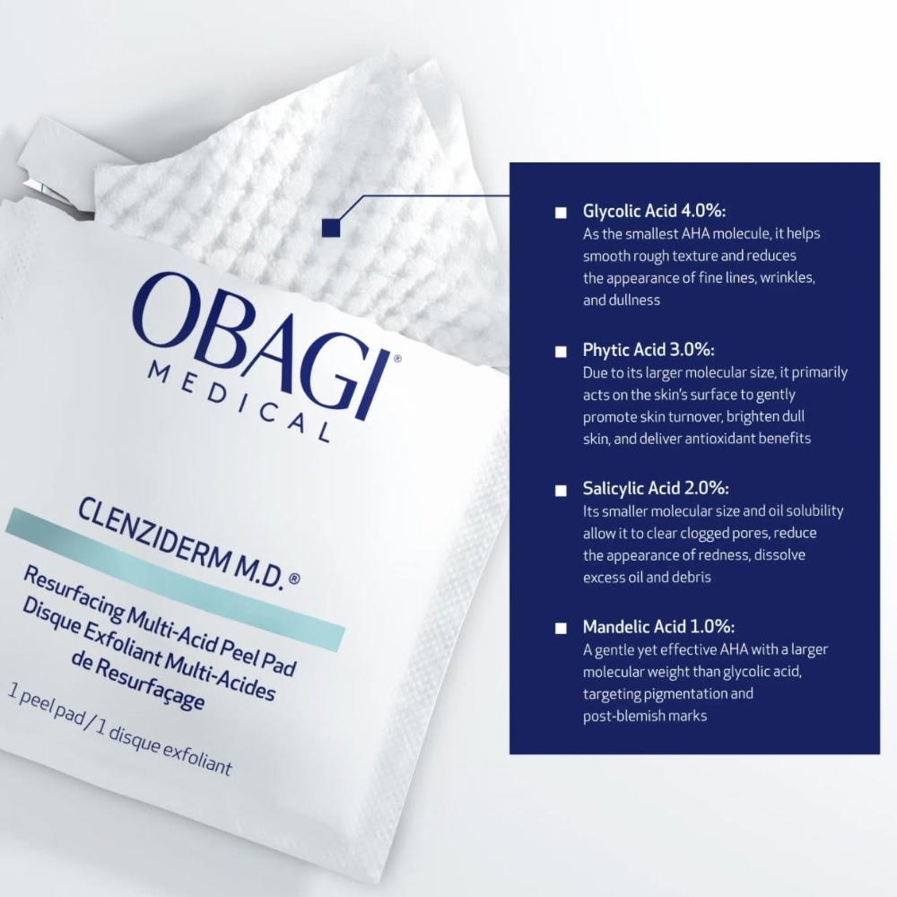 S245 - Obagi Clenziderm resurfacing Multi - Acid Peel Pad 30 gói