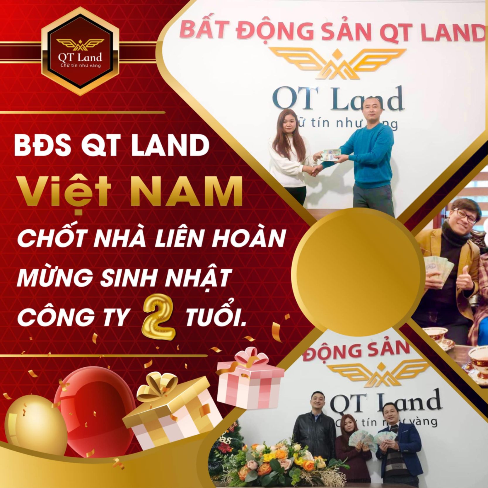 BĐS QT LAND - CHỐT NHÀ LIÊN HOÀN MỪNG SINH NHẬT CÔNG TY 2 TUỔI